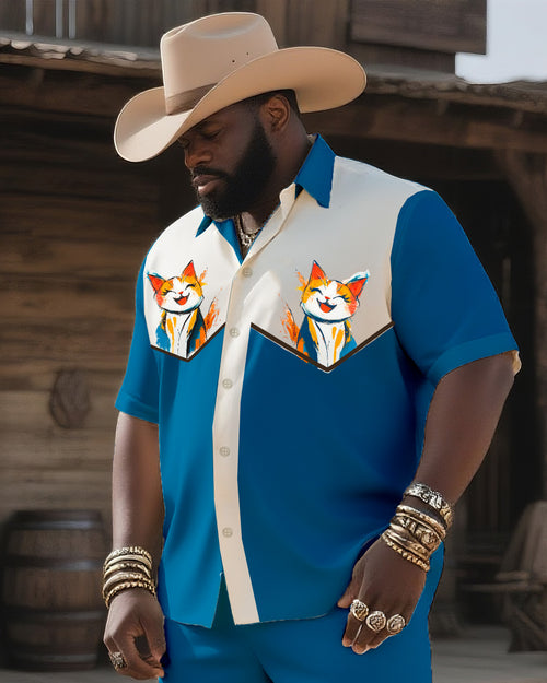 Big & Tall Western T-Shirt Pants Set for big men view 2
