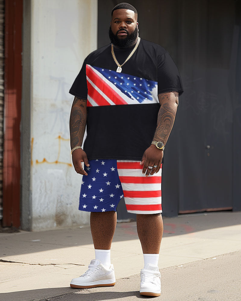 Big & Tall Patchwork Two-piece Set for big men view 2