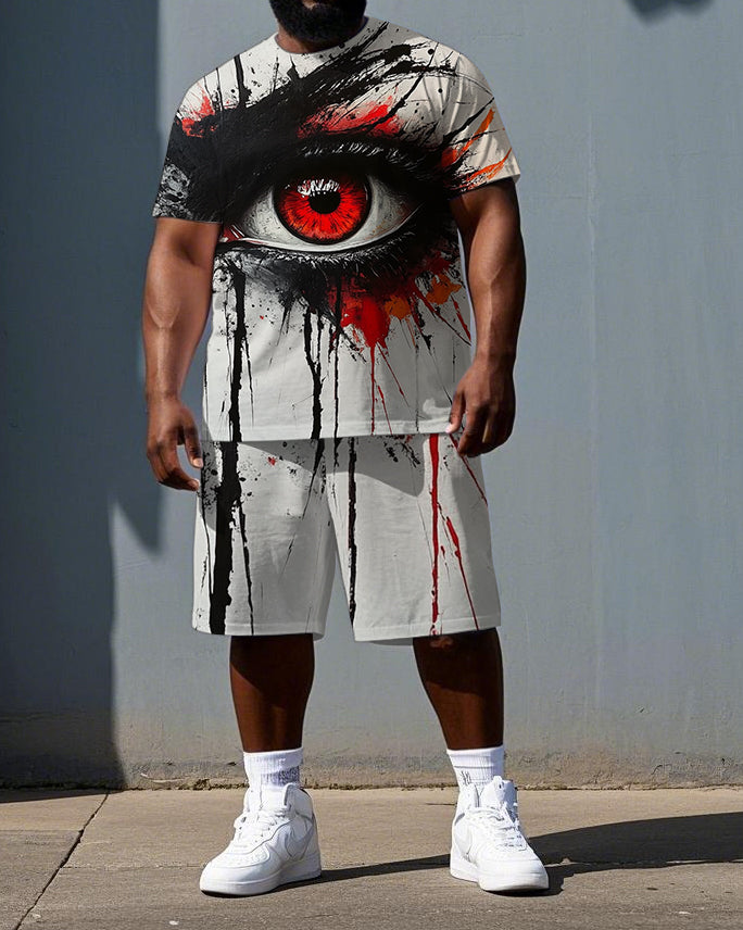 Big & Tall Graphic Streetwear T-Shirt Shorts Set for big men view 1