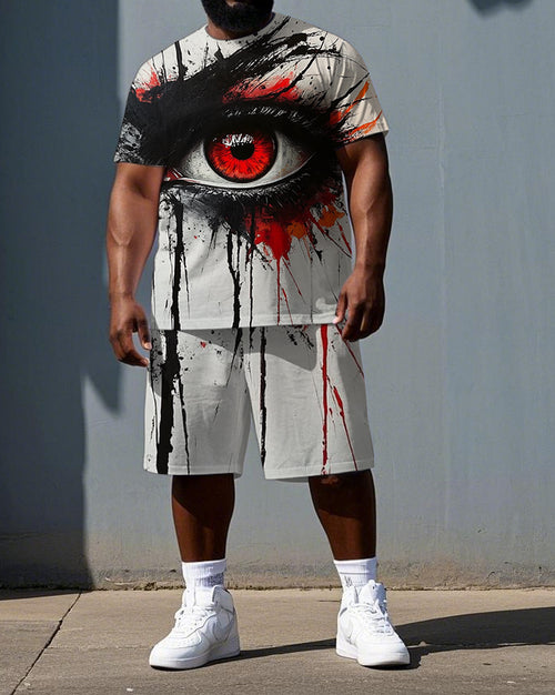 Big & Tall Graphic Streetwear T-Shirt Shorts Set for big men view 1