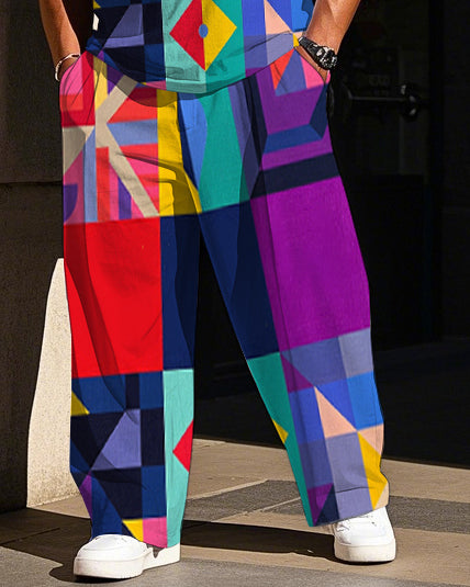 Big & Tall Colorblock Graphic Vest Pants Set for big men view 3