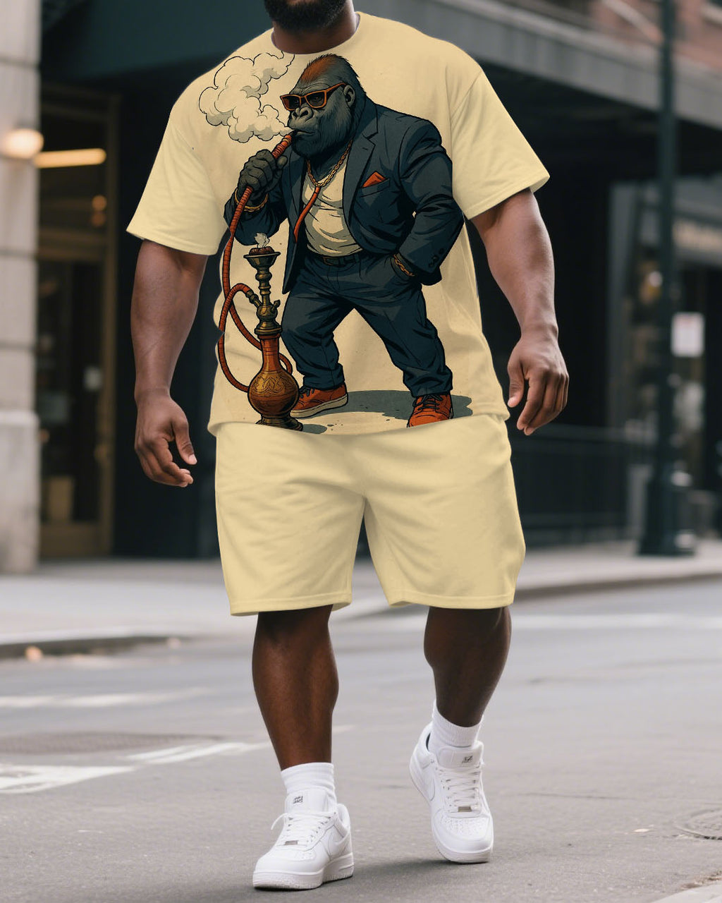 Big & Tall Graphic T-Shirt Shorts Set for big men view 1