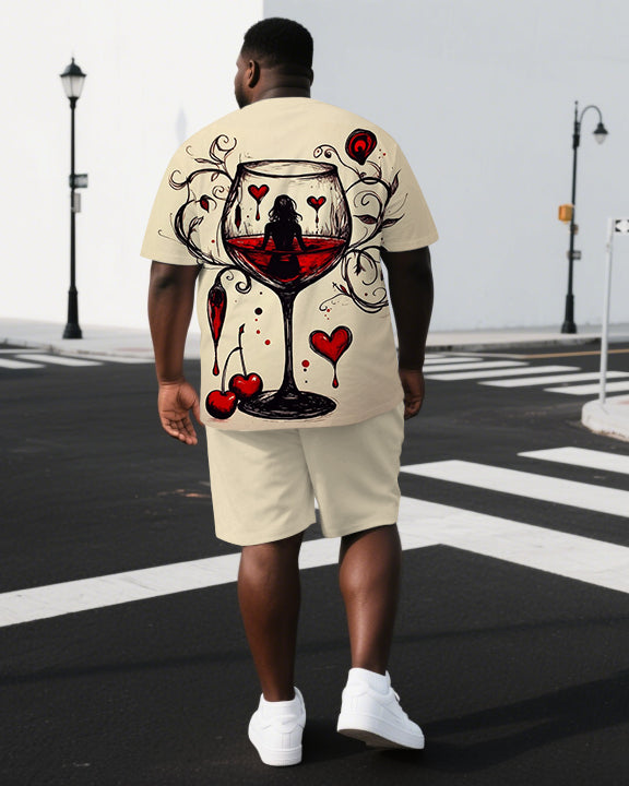 Big & Tall Geometric Graphic T-Shirt Shorts Set for big men view 1