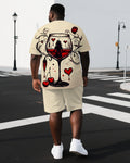 Big & Tall Geometric Graphic T-Shirt Shorts Set for big men view 1