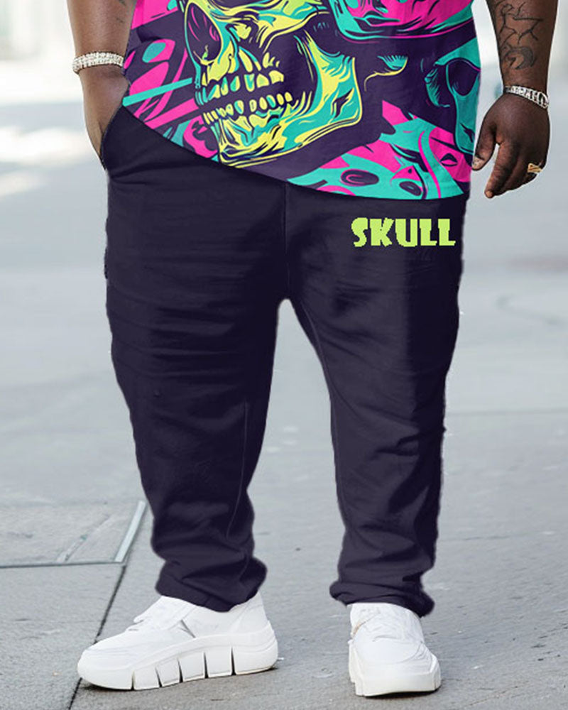 Big & Tall Geometric Graphic T-Shirt Pants Set for big men view 3