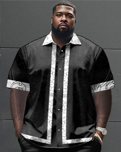 Big & Tall Geometric Shirt Pants Set for big men view 2