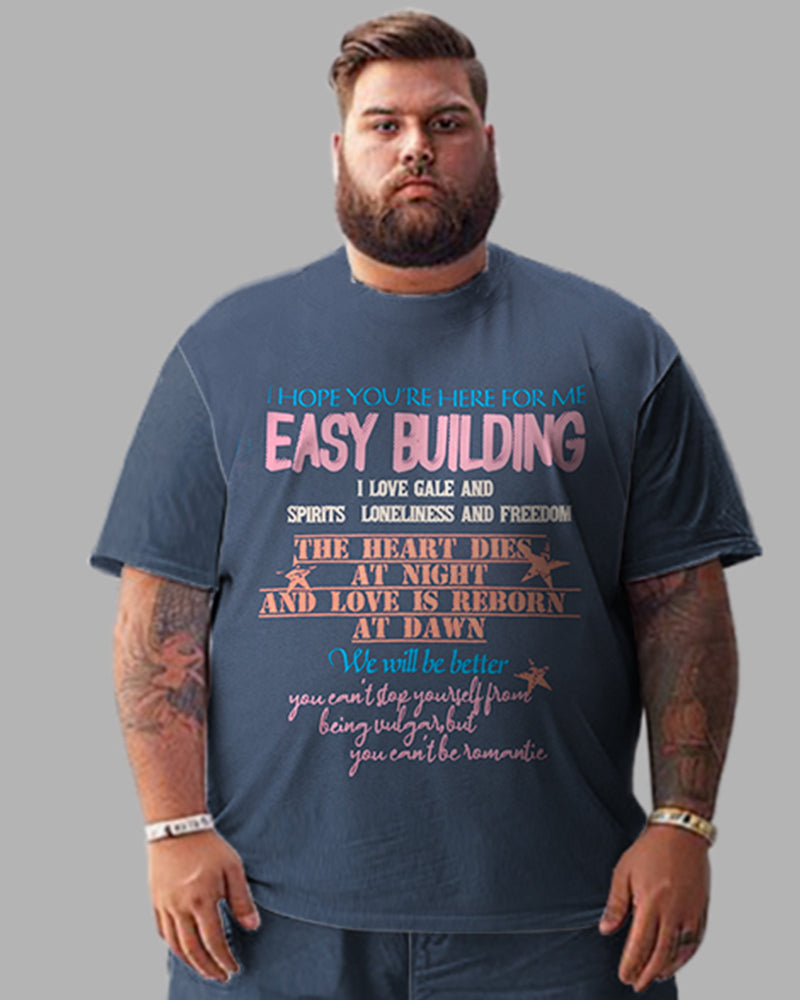 Big & Tall Graphic T-Shirt Shorts Set for big men view 2
