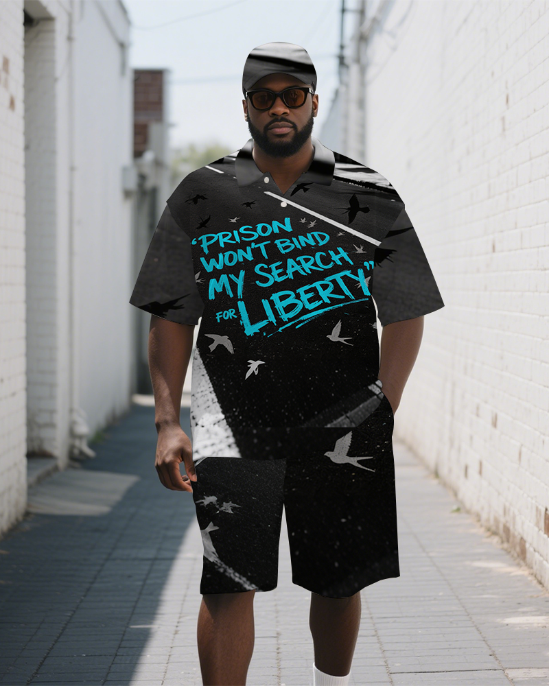 Big & Tall Graffiti Polo Shorts Set for big men view 1