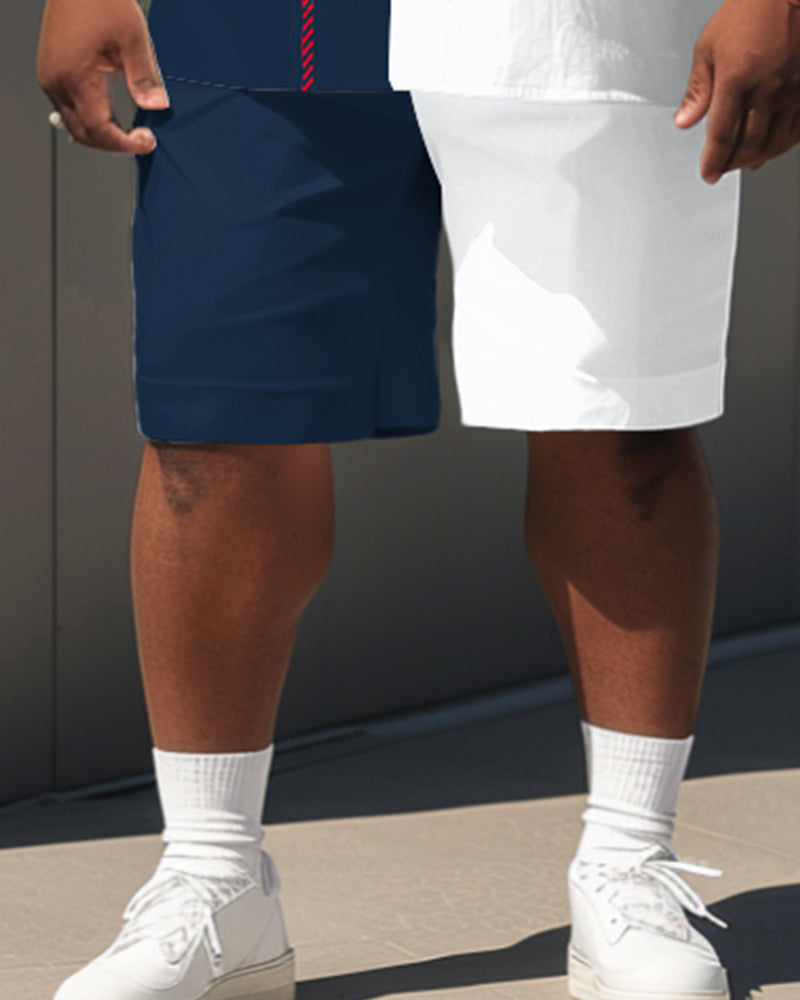 Big & Tall Plaid Graphic T-Shirt Shorts Set for big men view 3