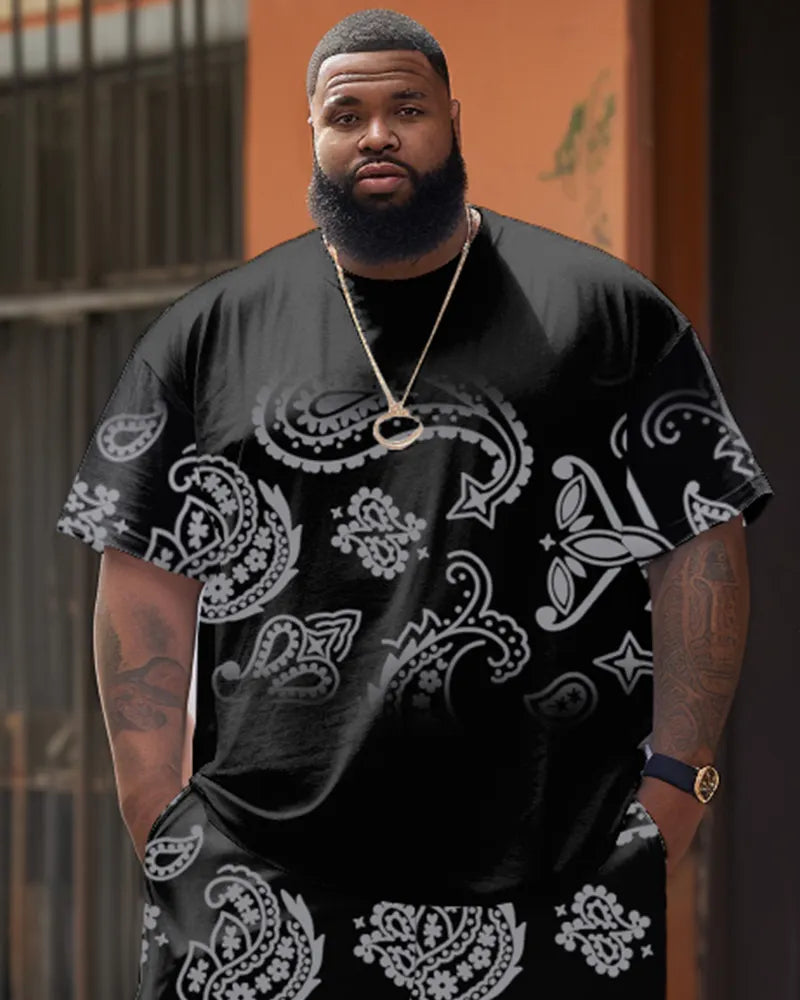 Big & Tall Floral T-Shirt Shorts Set for big men view 2