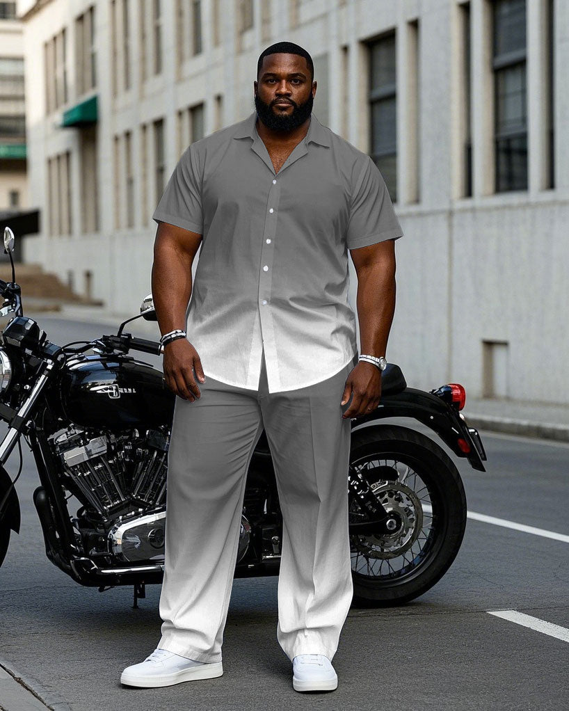 Big & Tall Gray Gradient T-Shirt Pants Set for big men view 1