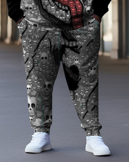 Big & Tall Colorblock Graffiti Hoodie Sweatpants Set for big men view 6