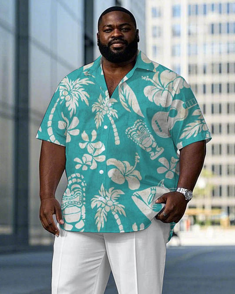 Big & Tall Hawaiian T-Shirt Pants Set for big men view 2