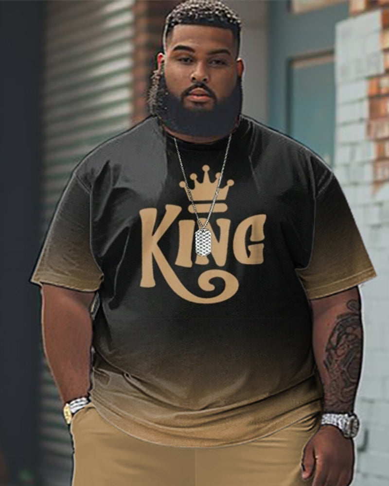 Big & Tall Gradient Graphic T-Shirt Shorts Set for big men view 2