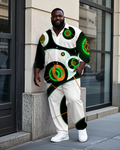 Big & Tall Geometric Streetwear T-Shirt Pants Set for big men view 1