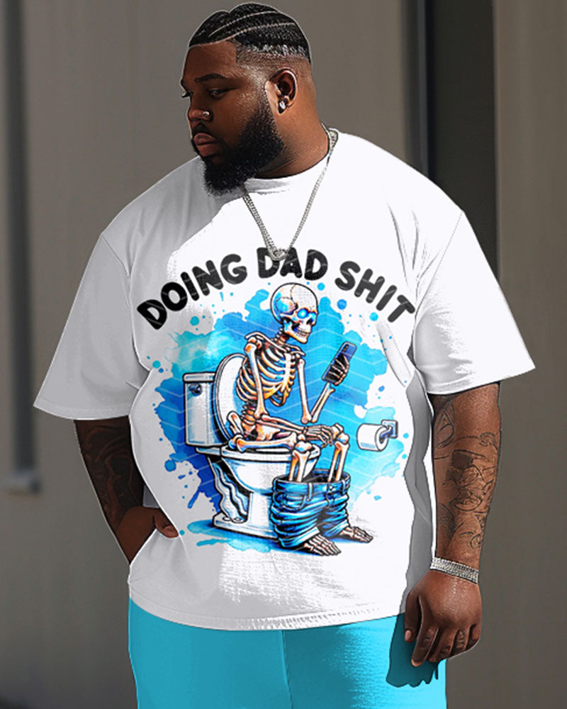 Big & Tall Graphic Streetwear Skull T-Shirt Pants Set for big men view 2