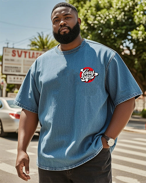 Big & Tall Denim Washed Graffiti T-Shirt for big men