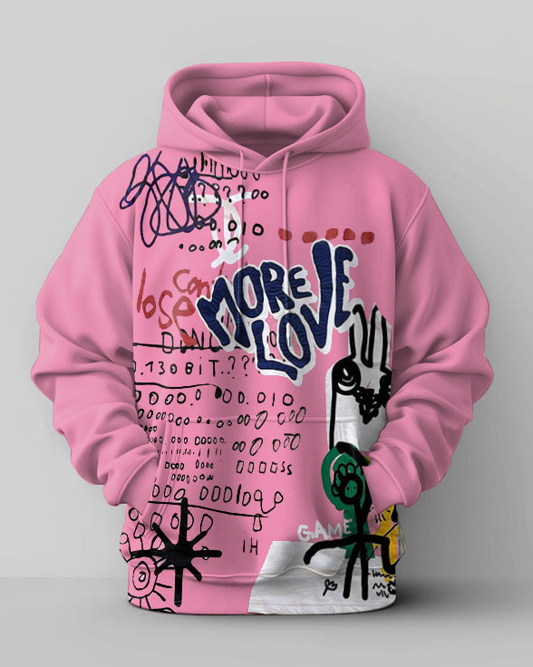 Big & Tall Graffiti Streetwear Hoodie Sweatpants Set for big men view 2