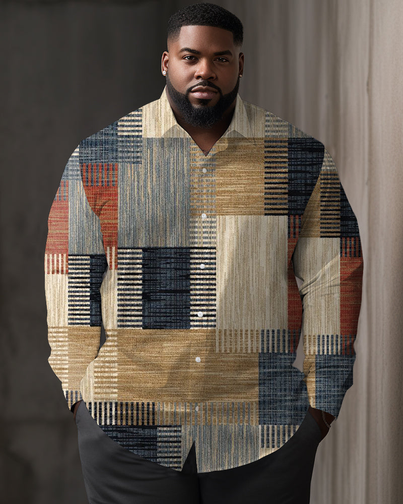 Big & Tall Striped Graphic Long Sleeve Shirt for big men