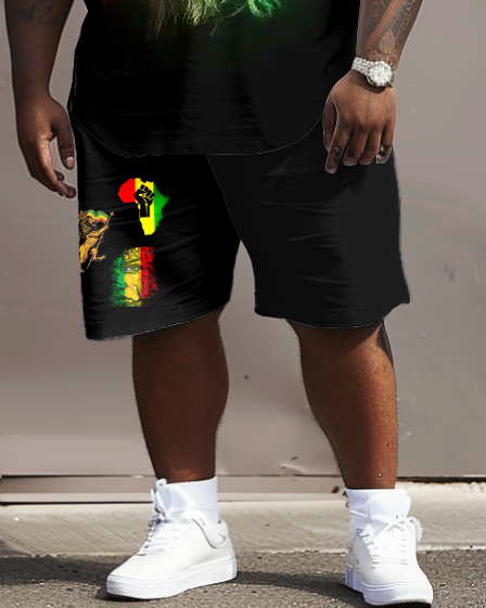 Big & Tall Reggae T-Shirt Shorts Set for big men view 3