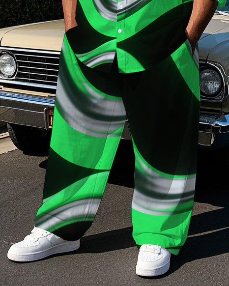Big & Tall Colorblock Geometric T-Shirt Pants Set for big men view 3