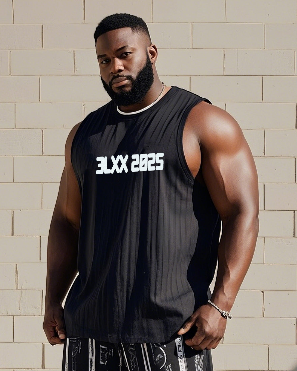 Big & Tall Graphic Streetwear Vest Pants Set for big men view 2
