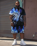 Big & Tall Graphic Streetwear T-Shirt Shorts Set for big men view 1