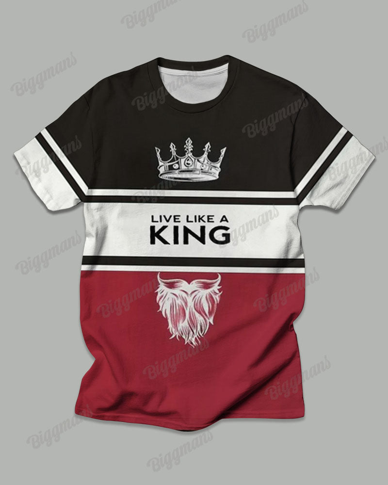 Big & Tall Black Red Colorblock T-Shirt Pants Set for big men view 2
