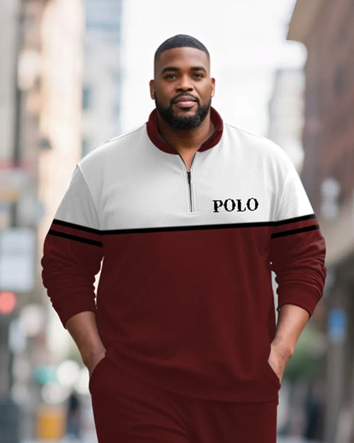 Big & Tall Red Striped Two-piece Set for big men view 2