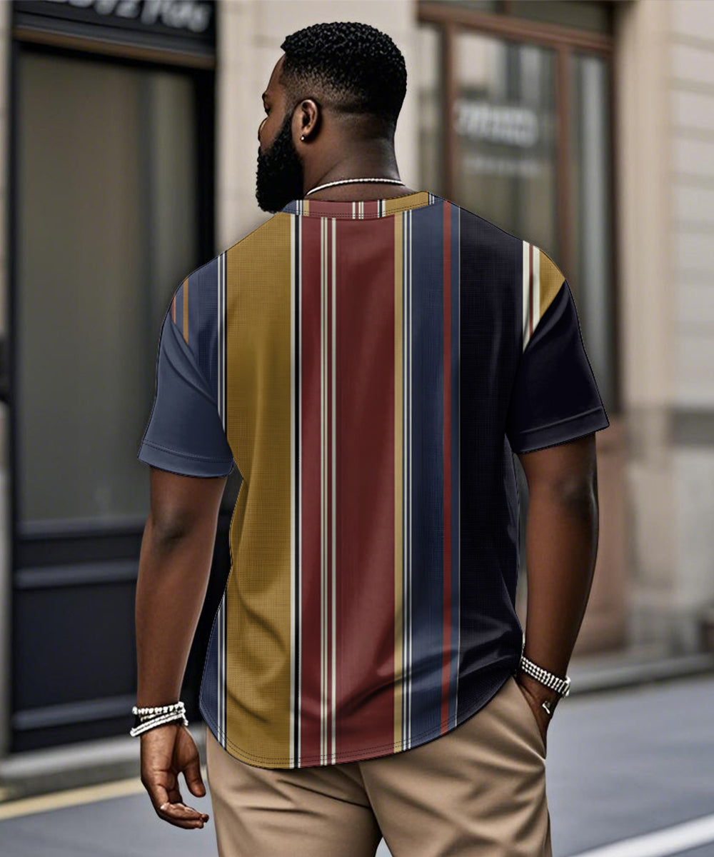 Big & Tall Geometric Striped Graphic T-Shirt for big men view 2