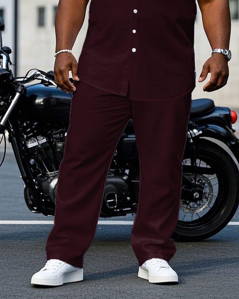 Big & Tall White Colorblock T-Shirt Pants Set for big men view 3