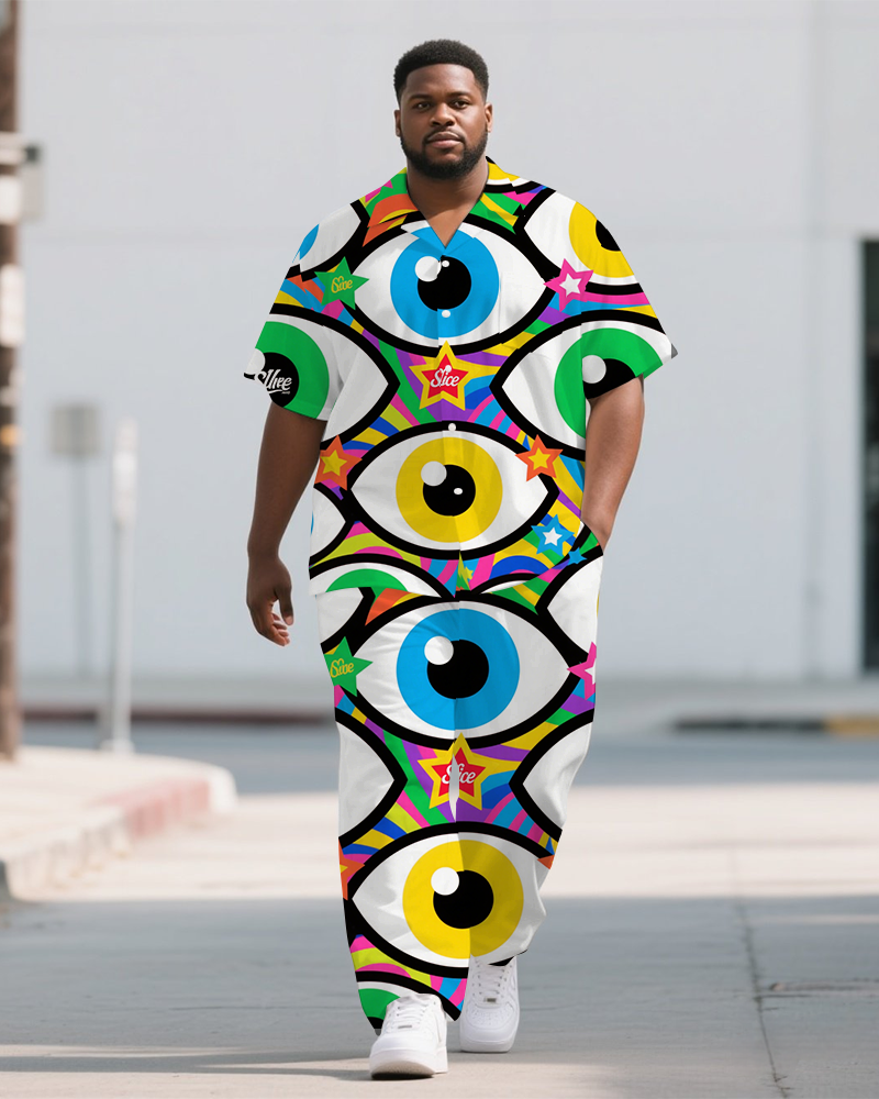 Big & Tall Graffiti Streetwear T-Shirt Pants Set for big men view 1