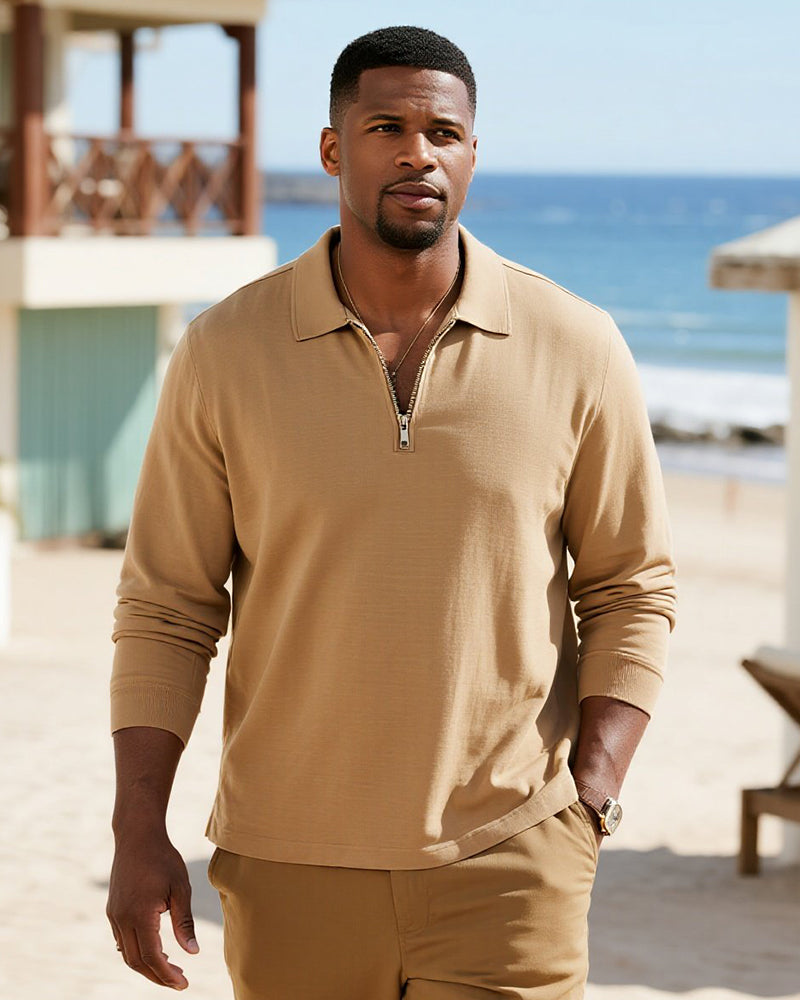 Big & Tall Solid Color Business Casual Polo Shirt for big men view 4