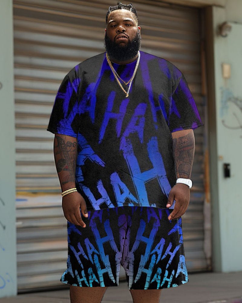Big & Tall Gradient Graphic T-Shirt Shorts Set for big men view 1