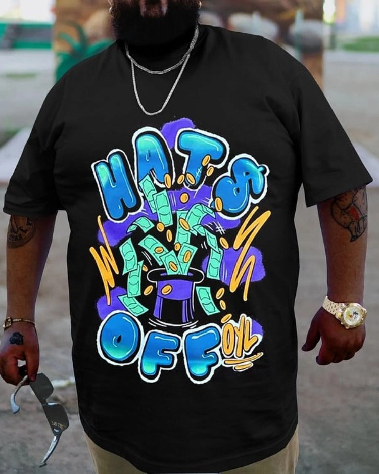 Big & Tall Black Graphic Graffiti T-Shirt for big men view 1