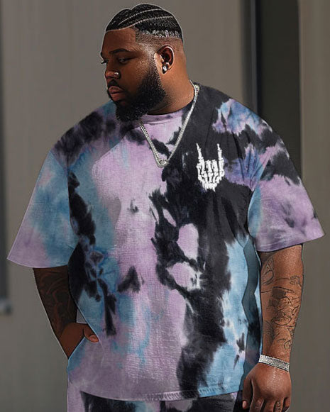 Big & Tall Graphic Streetwear Skull Two-piece Set for big men view 2
