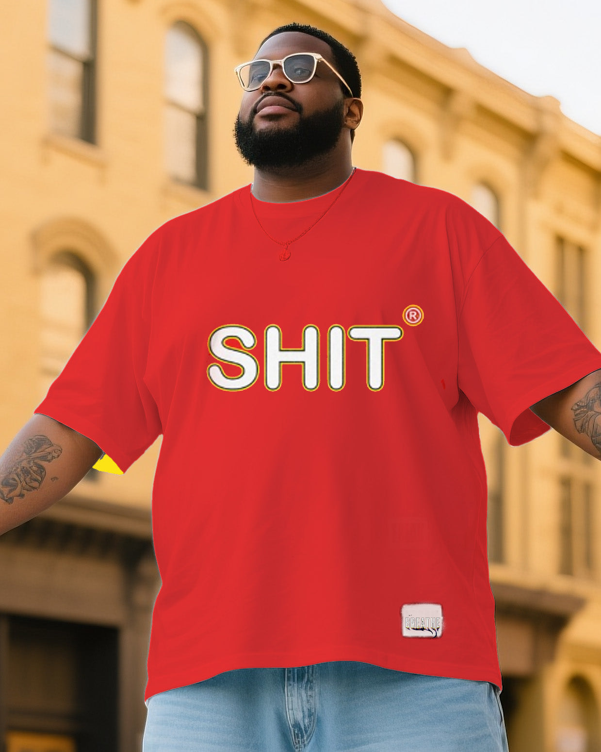 Big & Tall Denim T-Shirt Pants Set for big men view 2