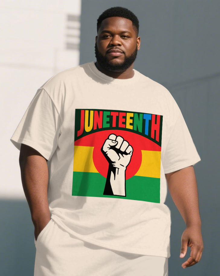 Big & Tall Juneteenth T-Shirt Shorts Set for big men view 2