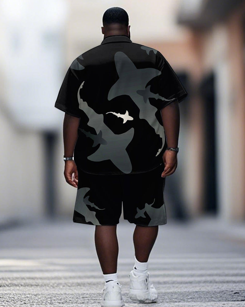 Big & Tall Hawaiian Graphic T-Shirt Shorts Set for big men view 4