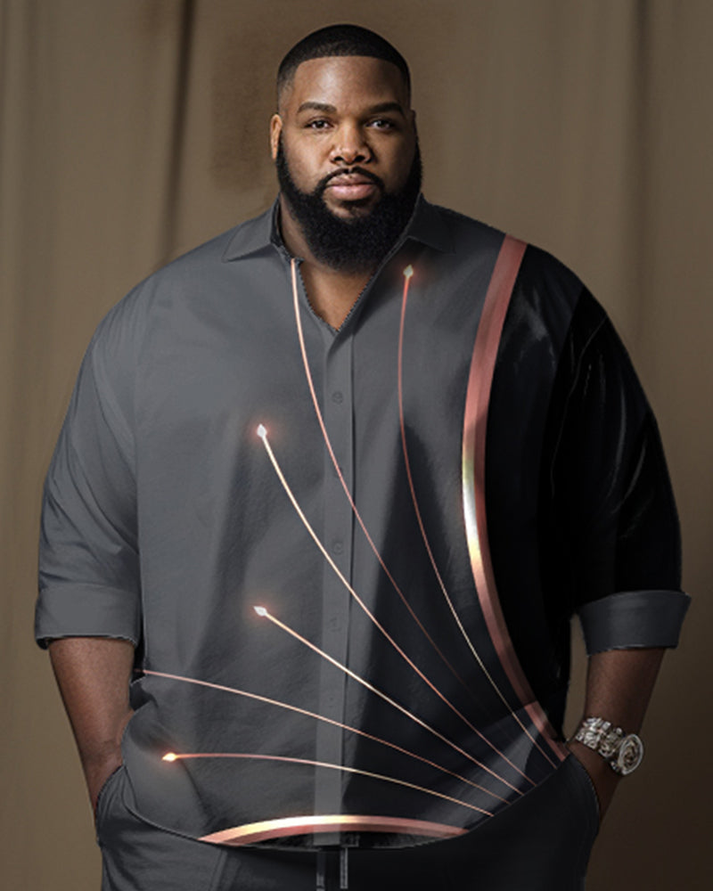 Big & Tall Gradient Geometric T-Shirt Pants Set for big men view 2