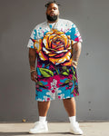 Big & Tall Graphic Graffiti T-Shirt Shorts Set for big men view 1