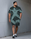 Big & Tall Colorblock Graphic T-Shirt Shorts Set for big men view 1