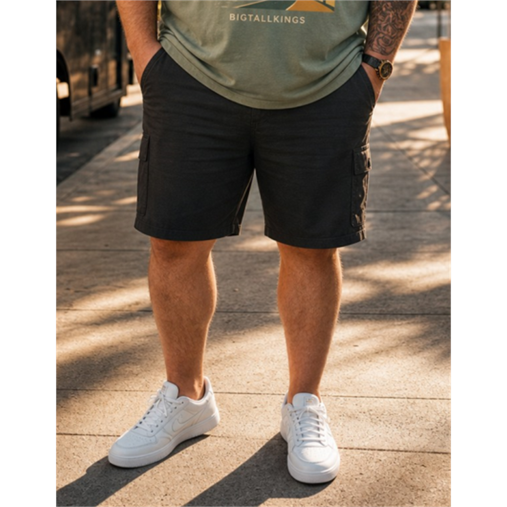 Big & Tall Hawaiian Plaid Graphic T-Shirt Shorts Set for big men view 3