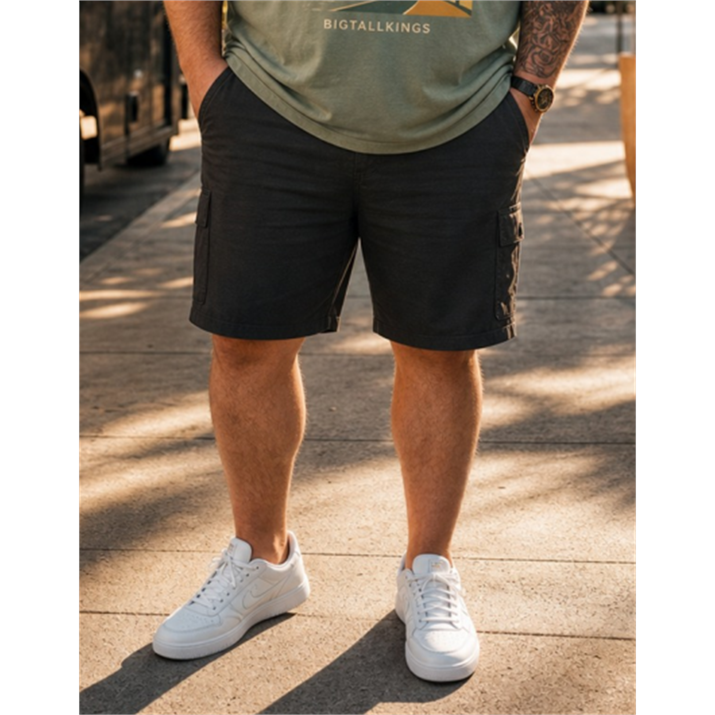 Big & Tall Hawaiian Plaid Graphic T-Shirt Shorts Set for big men view 3