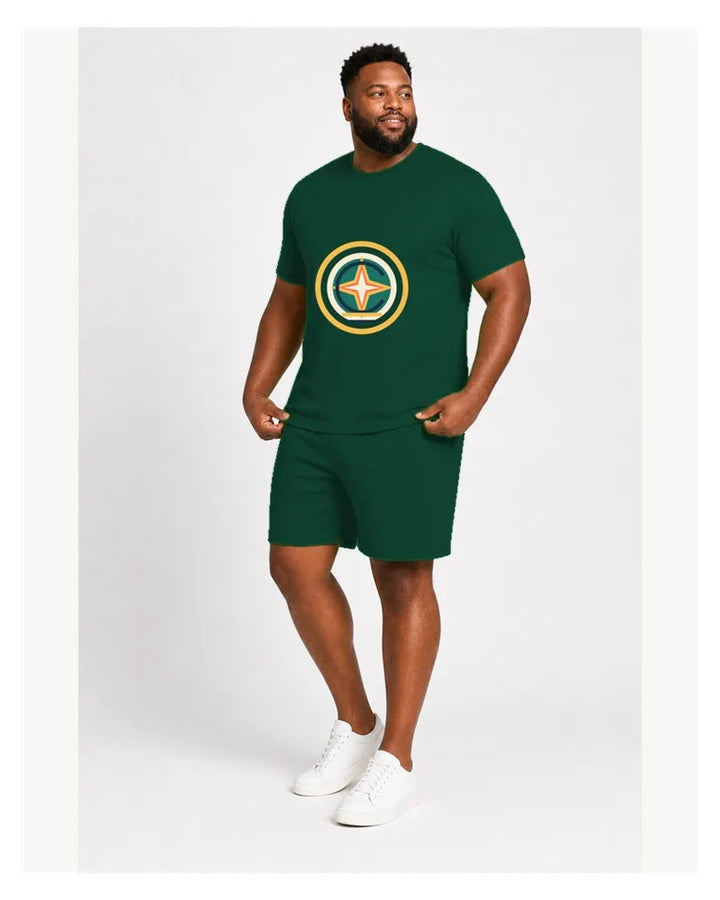 Big & Tall Trail Compass Digital Print T-Shirt and Shorts Set Set