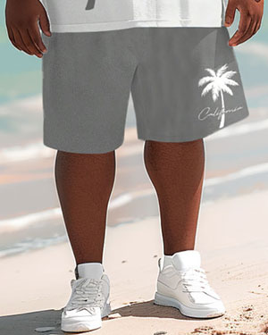 Big & Tall Hawaiian Tropical T-Shirt Shorts Set for big men view 4