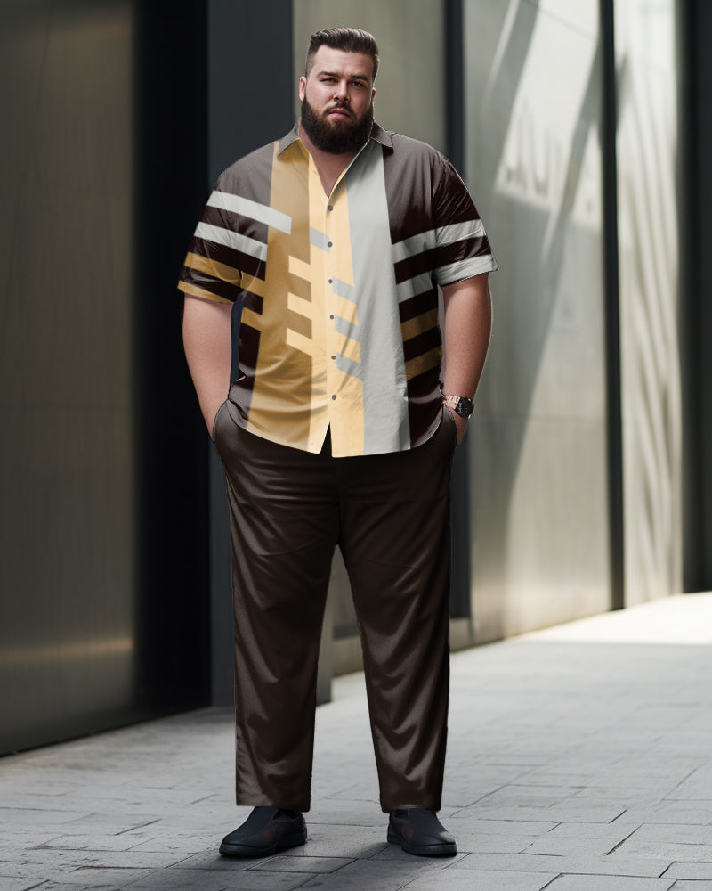 Big & Tall Colorblock Shirt Pants Set for big men view 1