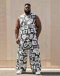 Big & Tall Graphic Streetwear Vest Pants Set for big men view 1