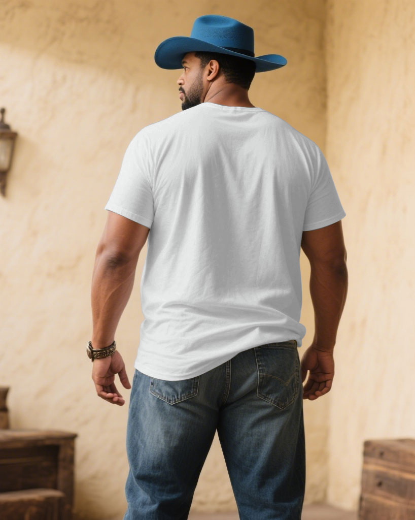 Big & Tall White Red Western T-Shirt for big men view 3