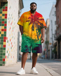 Big & Tall Juneteenth Hawaiian T-Shirt Shorts Set for big men view 1